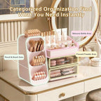 Large Capacity Makeup Organizer Countertop with Makeup Brush Holder for Vanity, Thickened Material, Bathroom Countertop Organ