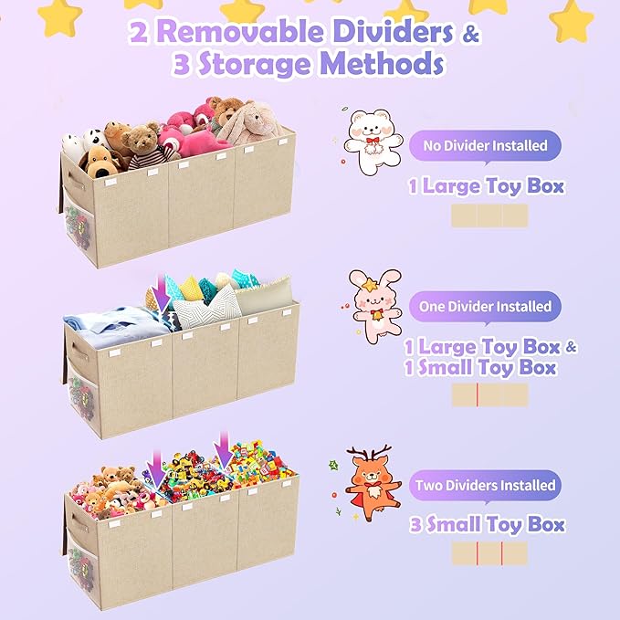 Mabahoo Extra Large Toy Box, Collapsible Sturdy Kids Toy Chest for Boys, Girls, 40"x14"x16" Storage Organizer Toddler Storage