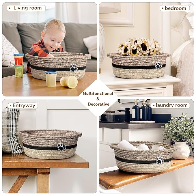 Dog Toy Basket Small Baskets for Gifts, Woven Baby Storage Basket for Towels, Toys, Storage Organizer Bins for Living Room, 1