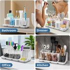 PARKMANI Bathroom Counter Organizers and Storage, Toothbrush Holders for Bathrooms with 3 PCS Qtip Holder, Kids Electric Toot