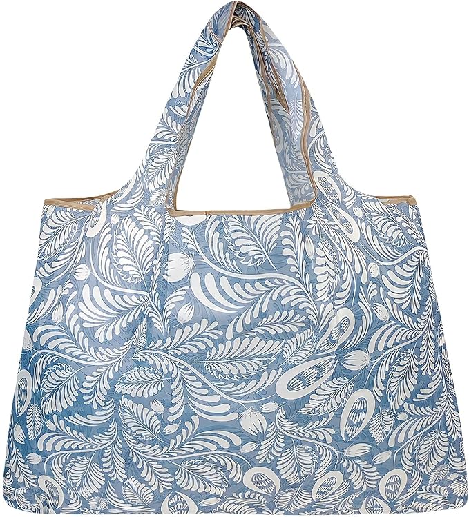 allydrew Large Foldable Tote Nylon Reusable Grocery Bags, 6 Pack
