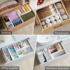 Lifewit 12 Pack Drawer Dividers 4" High, 10.5-16.5" Dresser Drawer Divider with 8 Pack Drawer Dividers for Clothes 4" High,11