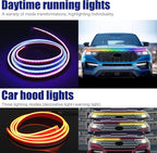 JMTBNO Car LED Hood Light Strip 59" RGB Exterior LED Strip Flexible 12V Multicolor Universal Engine Hood Cover Daytime Running Light Strip Waterproof Remote & APP for Car SUV Truck