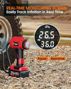 KeenPower Cordless Tire Inflator Portable Air Compressor, 160PSI Car Tire Air Pump, 21V Rechargeable Battery Powered Air Compressor, Dual Power, Larger HD Digital Gauge w/4+N Smart Modes (Red)