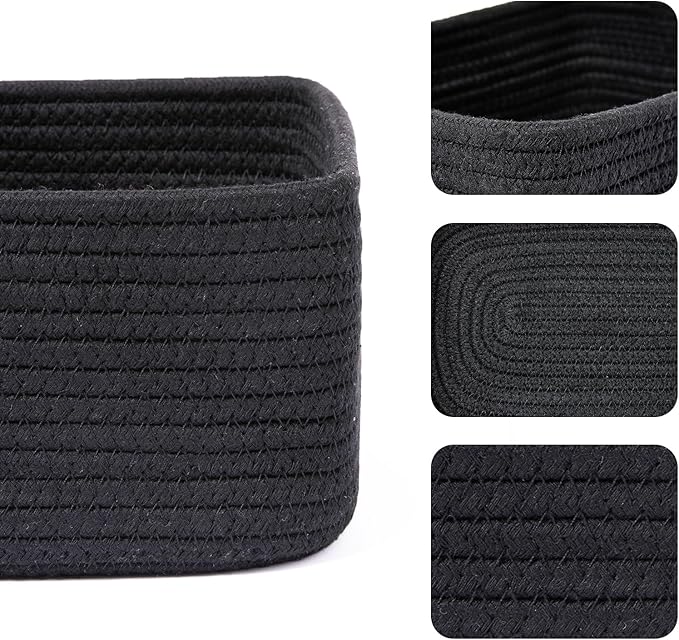 MiniArk Small Storage Baskets for Organizing | Closet Organizer Bins | Shelf Toy Basket | Woven Rope Baskets | Cube Decorativ