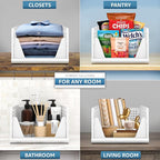 Sorbus 4 Pack Medium Shelf Organizer with Open Front Design Under Shelf for Closet Bathroom Kitchen Garage Plastic Stackable 