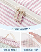Narwey 7 Set Striped Packing Cubes for Travel Carry on Suitcase Luggage Organizer Bags for Kids Women Men, Durable Packing Or