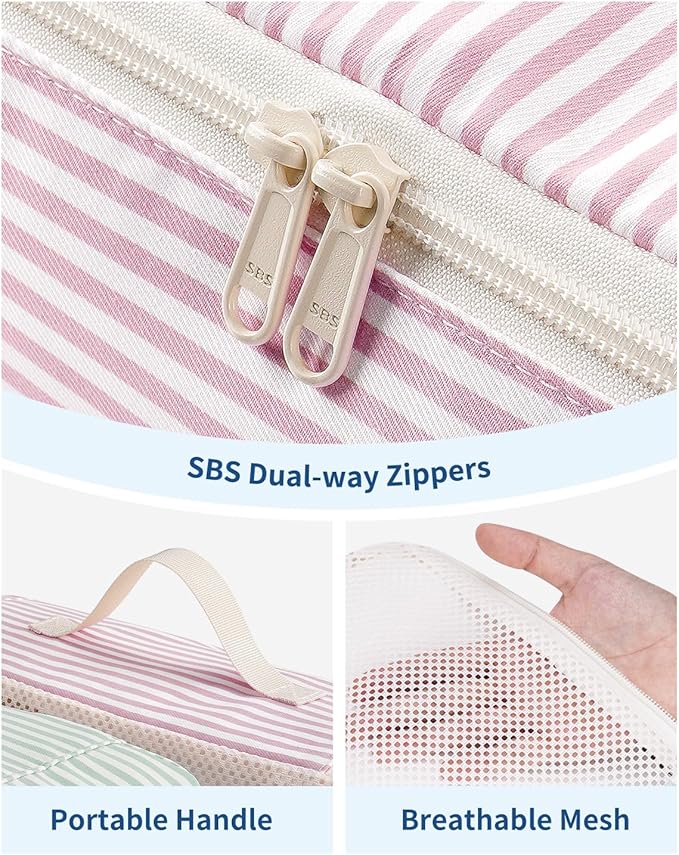 Narwey 7 Set Striped Packing Cubes for Travel Carry on Suitcase Luggage Organizer Bags for Kids Women Men, Durable Packing Or