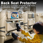 Car Seat Organizers,Multi-functional Back Seat Protectors, Storage Pouches, Child kicking prevention and Tray Holders (for Cars, Kids, Seat Back and Rear Seats) (Beige, 1 Pcs)