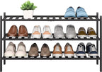 BMOSU 3-Tier Bamboo Extended Shoe Rack Premium Stackable Shoe Shelf Storage Organizer for Hallway Closet Living Room Entryway