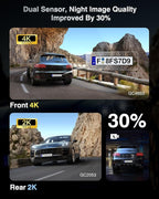 4K+2K Dash Cam Front and Rear, Dash Camera for Cars 2 Channel, 64GB Card Included, 5.8G/2.4G Dual WiFi, Built-in GPS, Night V