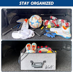 WOLT Car Trunk Organizer with Lid, Collapsible Multi Compartment SUV Organizer with Non-Slip Base Adjustable Straps