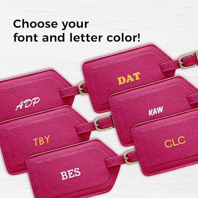 Personalized Monogrammed Leather Luggage Tags - 2 Pack