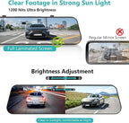 Dual Sony STARVIS 2 IMX678 Sensors 4K+4K Mirror Dash Cam Front and Rear, 12" Smart Rear View Camera with ADAS Blind Spot Detection, Super Night Vision HDR, 5G WiFi GPS, 64GB, 24H Parking