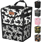 Car Trash Can with Lid, Cute Leakproof Car Trash Garbage Bag Hanging Vehicle Trash Bin Small Portable Automotive Garbage Cans Organizer for Back/Front Seat/Console(2.8 Gallons,Cow Print)