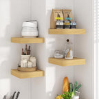 Axeman Square Floating Shelves for Wall, 8" W x 8" D x 1.4" H Rustic Wooden Wall Shelves, 4 Pack Wall Mounted Floating Shelf 
