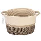 Hinwo Oval Cotton Rope Storage Basket Collapsible Nursery Storage Box Container Organizer with Handles, 13 x 10 inches, Cream