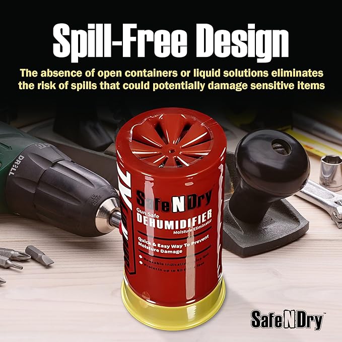 XL Gun Safe Dehumidifier - Portable Moisture Absorber, Prevents Corrosion, 450g Reusable Indicating Silica Gel Desiccant Cani