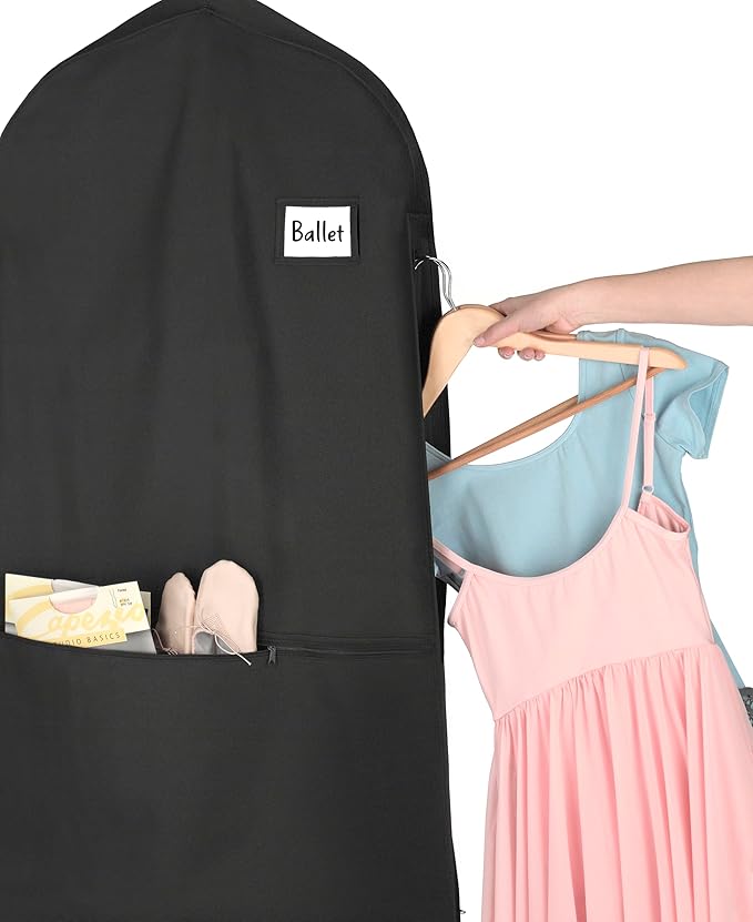 Whitmor Zippered Garment Bag with Pocket - Set of 3 - Black