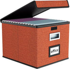 Huolewa File Organizer Box with Lid, Collapsible File Folder Organizer for Office Document Storage, Filing Box with Plastic S