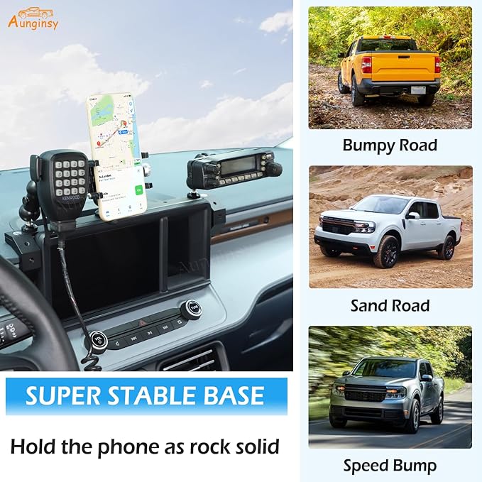 Aunginsy Dashboard Phone Holder Compatible with Ford Maverick 2022 2023 2024, Car 8-inch Navigation Screen Upper Panel Fixed Clip with Mobile Phone Stand/Walkie Talkie Bracket/Radio Mount Accessories