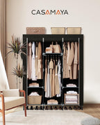 CASAMAYA Portable Closet, 51.2 Inch Large Capacity Wardrobe Closet with Cover, Clothes Storage Organizer with Shelves and 3 H