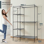 CAPHAUS 44-Inch Clothing Rack with Cover, Portable Closet Wardrobe, Covered Garment Rack for Hanging Clothes, 230LB Capacity 
