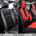 Coverado Car Seat Covers Front Seats, Luxury Faux Leather Seat Covers for Cars Waterproof Seat Covers with Lumbar Support, Ca