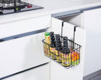 JUNCHU CHERRY Wire Storage Basket 2 Packs, Wall Mounted Kitchen Bathroom, Hanging Cabinet Door Storage Basket, no Drilling, S