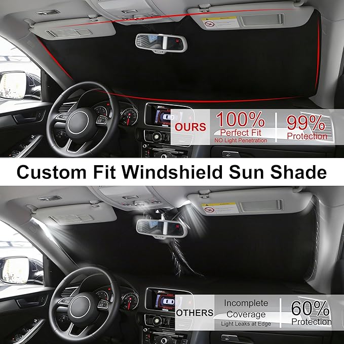 Front Windshield Sun Shade Foldable Car Front Window Sun Shade Windshield Shade Custom Fit for 2019-2025 2026 Audi Q3 Block UV Rays Accessories Heat Keep Car Cooler