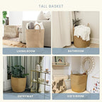 OrganiHaus Large Woven Laundry Basket w/Handles 52L, Rope Dirty Clothes Hamper, Blanket Basket for Living Room, Baby Laundry 