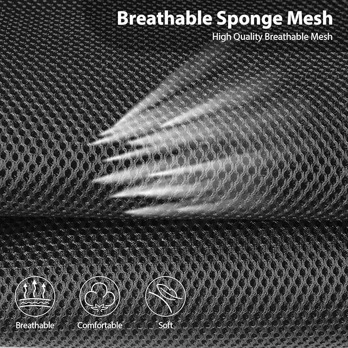 CAR PASS Breatherable Air Mesh Car Seat Covers Full Set, 3D Foam Back Support Automotive Seat Covers, All Season Car Seat Cov
