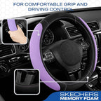 Skechers Steering Wheel Cover, Memory Foam Car Steering Wheel Cover,14.5-15inch Anti-Slip Safety Comfortable Desgin, Universa