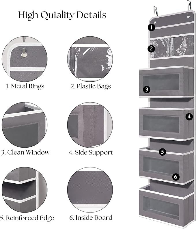 Giraffe Creation Over Door Organizer with 4 Large Capacity Pockets, Hanging Organizer Storage for Closet Bathroom Nursery Bed