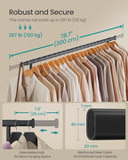 SONGMICS Clothes Rack with Wheels, Heavy-Duty Clothing Rack for Hanging Clothes, Portable, 17.7 x (63-78.7) x 63.6 Inches, wi