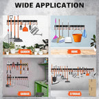 ELEAD 68'' All Metal Adjustable Garden Tool Organizer: Garage Tool Organizer Wall Mount with Orange Hooks, Garage Organizers 