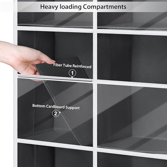 Univivi Over The Door Organizer, 6 Tiers Behind Door Storage with Clear Deep Pockets Hanging Organizer for Closet, Bedroom, N