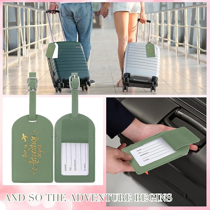 Amylove Bulk Luggage Tags Wedding Favors Adventure Begins Luggage Tags for Guests Travel Tag for Suitcase Bridal Gift 24 Pack