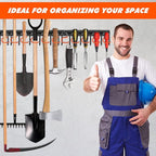 TVKB 51'' All Metal Garden Tool Organizer Adjustable Garage Tool Organizer Wall Mount Garage Organizers and Storage with Heav