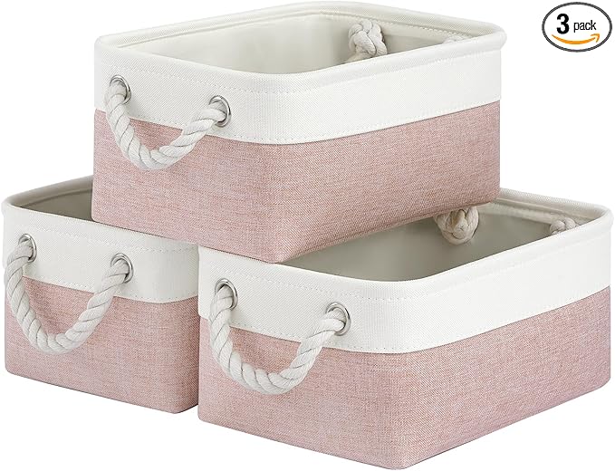 Storage Baskets for Shelves 11.8x7.9x5.2 Inch, Foldable Fabric Storage Bins with Handles, Small Storage Baskets for Organizin