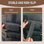 Truck Gun Rack（Set of 2）, Seat Back Gun Rack with Adjustable Straps, 600D Oxford Cloth, Universal Rifle Holder, PVC Coated, Secure Storage Pockets for Hunting Gear, Easy to Install Vehicle Gun Rack