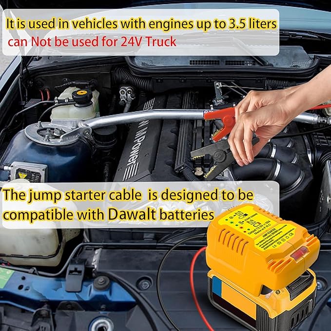 TPDL Heavy Duty Battery Jumper Cable Clamps for DeWalt 20v Battery, Convert to Jumper Starter Automotive Booster with 11AWG Cables,Parrot Clips, Power for Quick Charging Connector