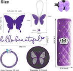 Dotesy 16 Pcs Bling Car Steering Wheel Cover Set with Crystal Seatbelt Shoulder Pads Diamond Butterfly Car Accessories for Women (Purple)