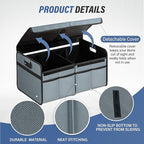 Simple Deluxe Car Trunk Organizer with Lid, Collapsible 2 Compartment 50L Automotive Storage Box with 5 Pocket, 600D Waterproo