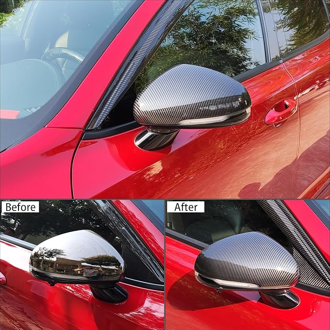 Carbon Fiber Style ABS Exterior Mirror Cover Side Rearview Mirror Cover Trim Compatible with Kia Stinger 2017-2024 Accessories