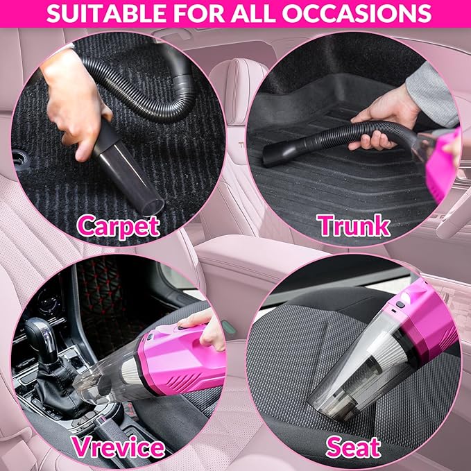ThinkLearn Car Cleaning Kit, Car Vacuum Detailing Kit Interior with High Power Handheld Vacuum, Including 7Pcs Detailing Brus