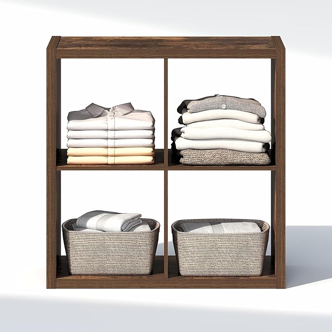 Furinno Cubic Closet Organizers and Storage, 4-Cube Closet Organizer, Open Shelf Closet Storage, Extra Thick Frame for Wardro