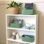 NaturalCozy 11.8"x8"x4.5” Rectangle Storage Baskets for Shelves 3 Pack | Cotton Rope Woven Small Baskets for Organizing | Sma