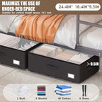 Underbed Storage Bins With Wheels, No Assemble Required 10 inches Height Large Capacity Rolling Underbed Shoe Storage Contain