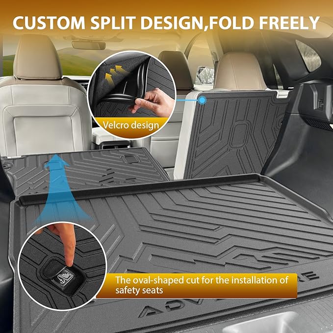 Powerty Floor Mat for Nissan Murano 2025 2026, All Weather TPE Custom Trunk Cargo Mat Liner with Backrest Mat Replacement for Nissan Murano Accessories (Trunk Mat+Backrest Mat+Floor Mat)